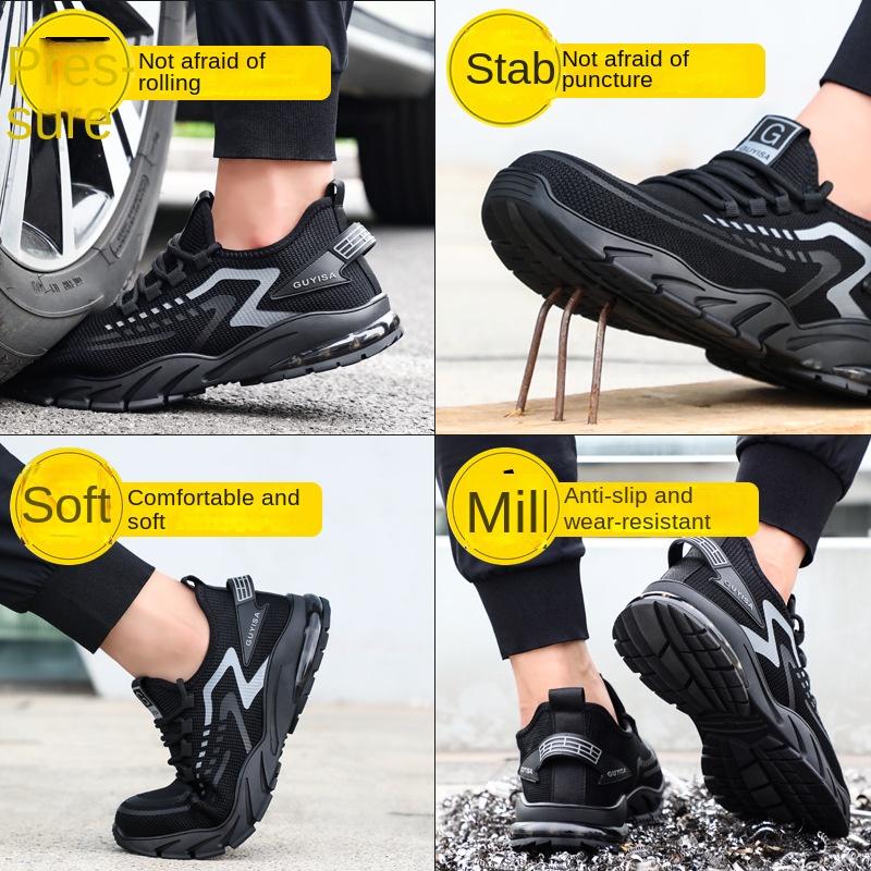 Arbeitsschuhe Herren Bruchsicher und Durchstichfest Fliegengewebt Bequem und Rutschfest Sicherheitsschuhe