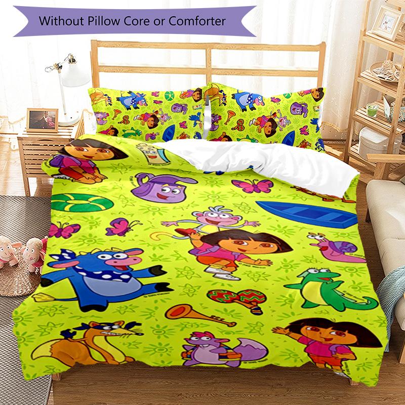 3pcs D-Doras The Explorer Pattern Bedding Set Duvet Cover Set Includes Duvet Cover &pillowcases, Perfect All Season Bedroom Decoration & Gift