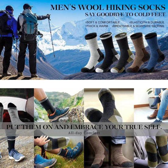 5 זוגות גרבי חורף חמות לגברים מרופדות פליז גרבי צוות בלוק צבע גרביים תרמיות מעובות ללבוש יומיומי רחוב עבודה ספורט