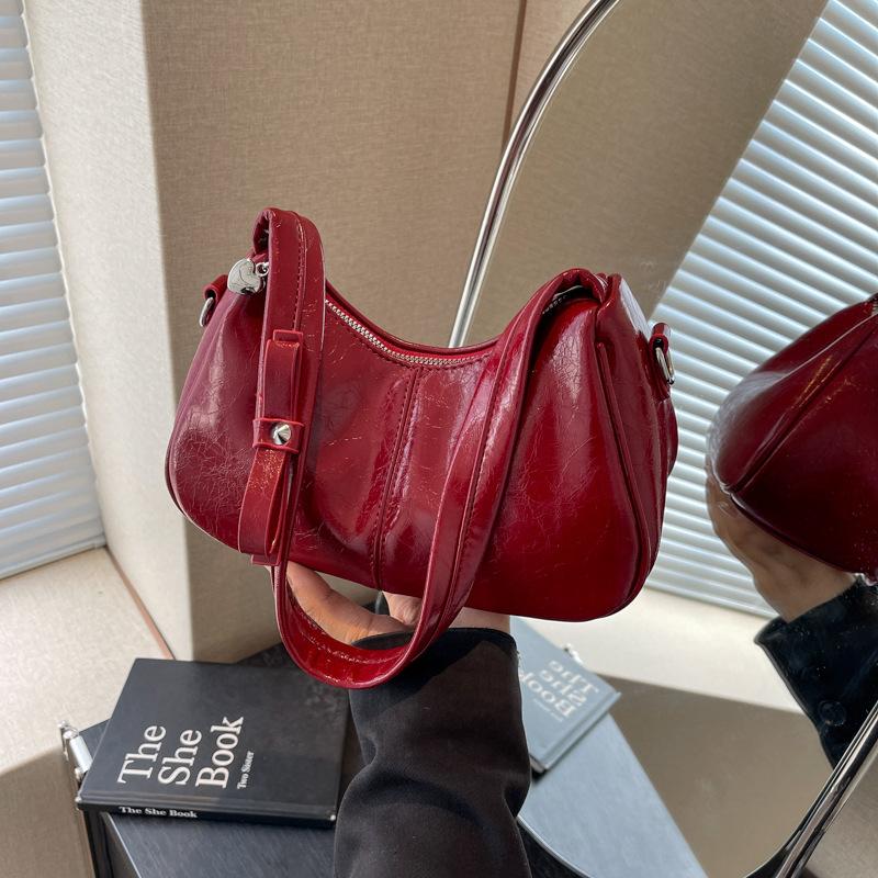 

Премиальное ощущение иностранного стиля маленькая сумка женская 2025 новая мода универсальная сумка-мессенджер лето нишевая наплечная сумка-подмышка бордовый