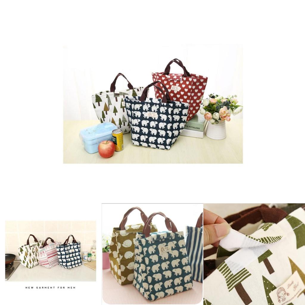 Charming Hedgehog And Whale Canvas Cooler Lunch Bag With Thermal Insulation