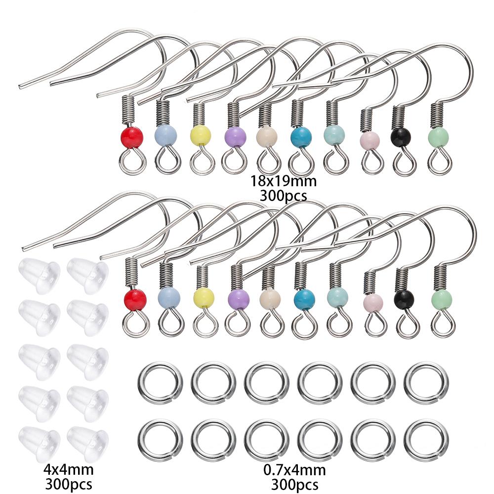 

900pcs/Set Earrings Set Stainless Steel Earring Hooks Open Jump Rings Ear Plug Connects for DIY Jewelry Making Findings Supplies