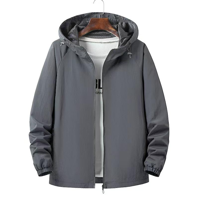 

Свободная версия демисезонной повседневной куртки мужской с капюшоном для улицы новая ветрозащитная универсальная куртка мужское пальто 5XL серый