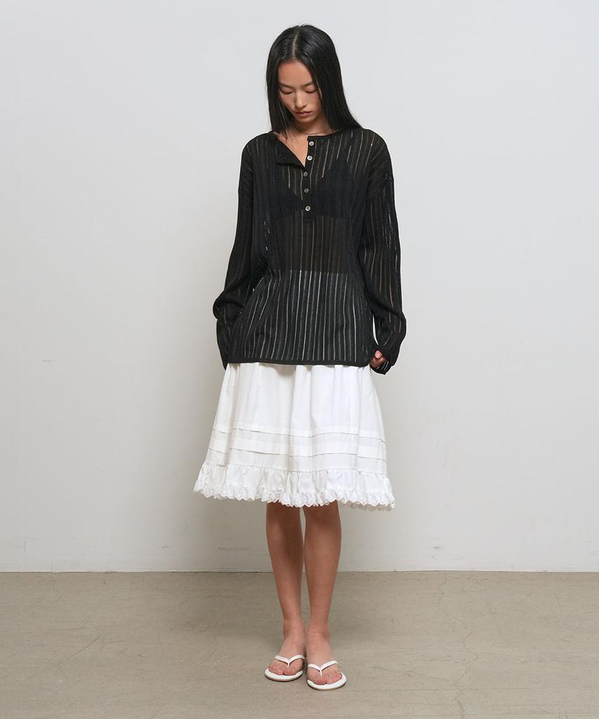 General Idea Lace Flare Midi Skirt [White] / Gf2Lsk509