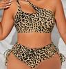 Sexy Leopard Print Large Size Swimsuit Women's Split High Waist Bikini Suit