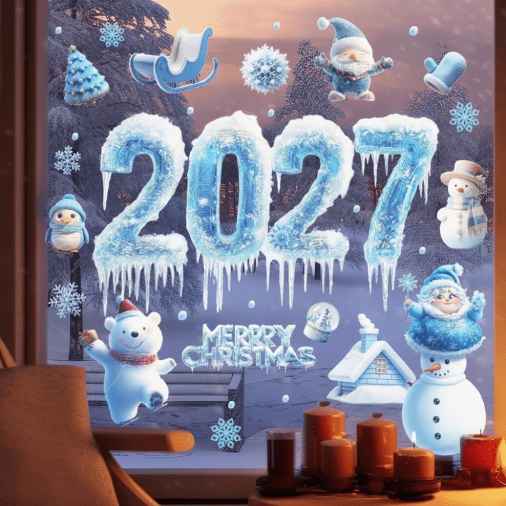 Snow Designs Christmas Window Stickers Santa Claus Designs Christmas Window Decals  Home Decor
