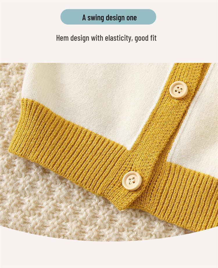 Handbesticktes Baby-Mädchen Strick-Latzhosen- und Jacken-Set für Herbst/Winter