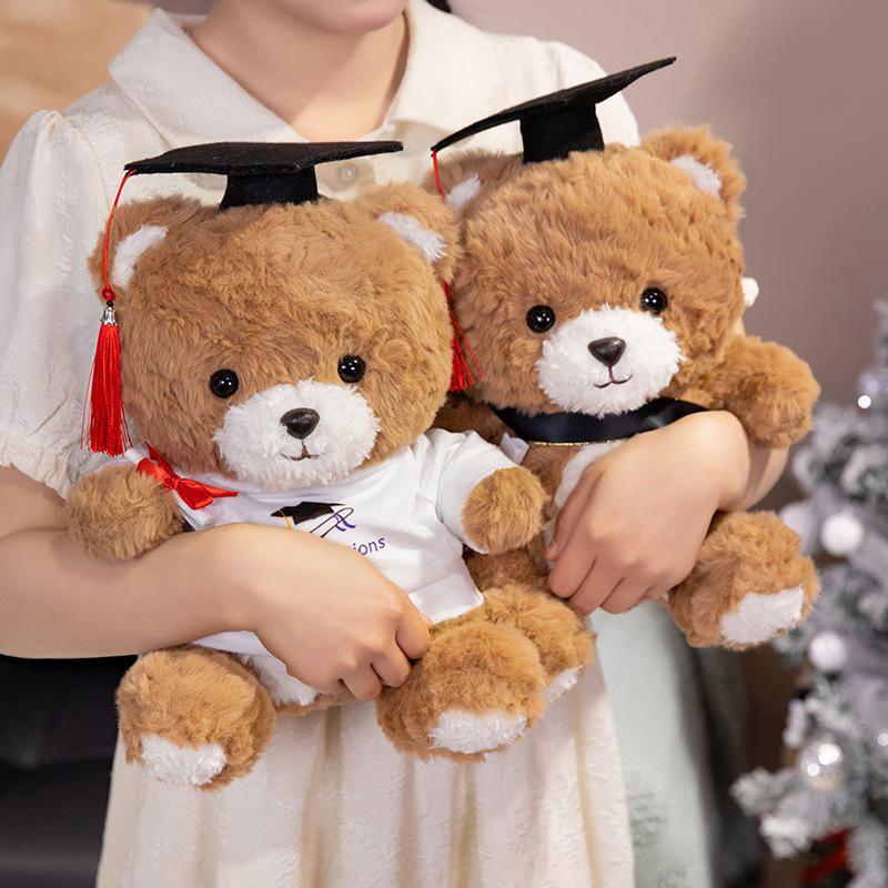 Graduation Teddy Bear Plush Toy - Cute Dr. Cake Bear Stuffed Animal Gift for Girls' Birthday