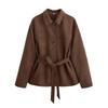 Women's Fashion Casual Solid Color Print Autumn Winter Long Sleeve POLO Neck Jackets Coats