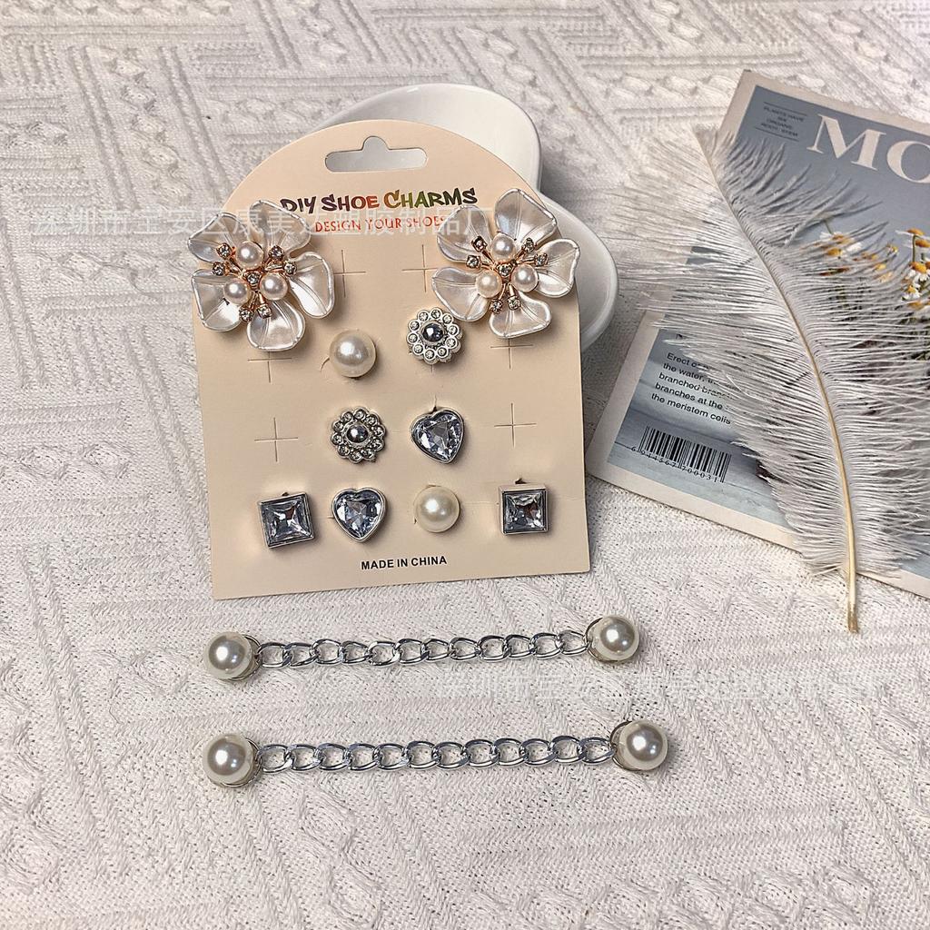 Cave Shoes Card Accessories, DIY, Pearl Starfish, Rhinestone Pearl Chain, Detachable Shoe Accessories, DIY Shoe Accessories, Shoe Accessories