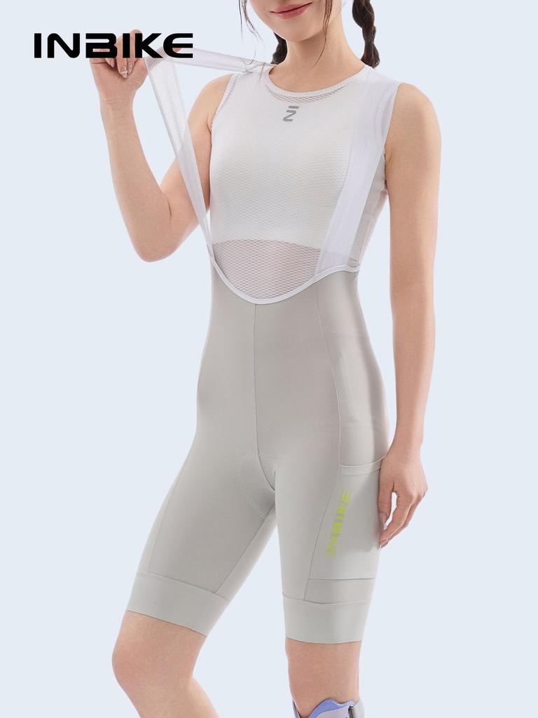 Women's High-Waist Pocket Cycling Bib Shorts for Spring/Summer
