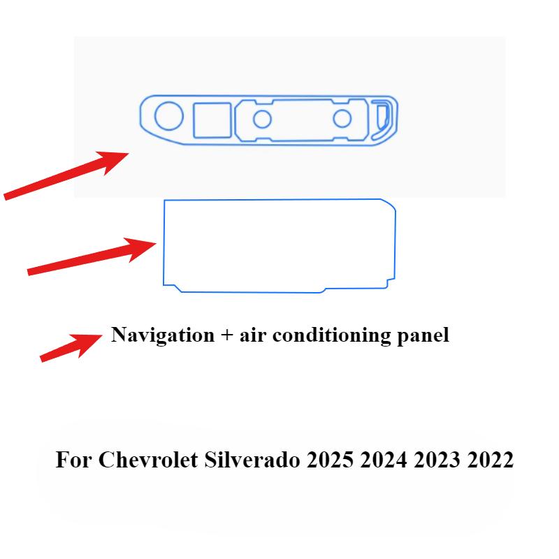 For Chevrolet Silverado 2025 2024 2023 PPF Protection film Accessories Interior transparent TPU GPS Gear Panel Center Console