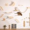 Wall Mounted Cat Bridge Cat Hammock with Wood Stairway or Scratching Post for Cats Perch and Playing Cat Indoor Playground
