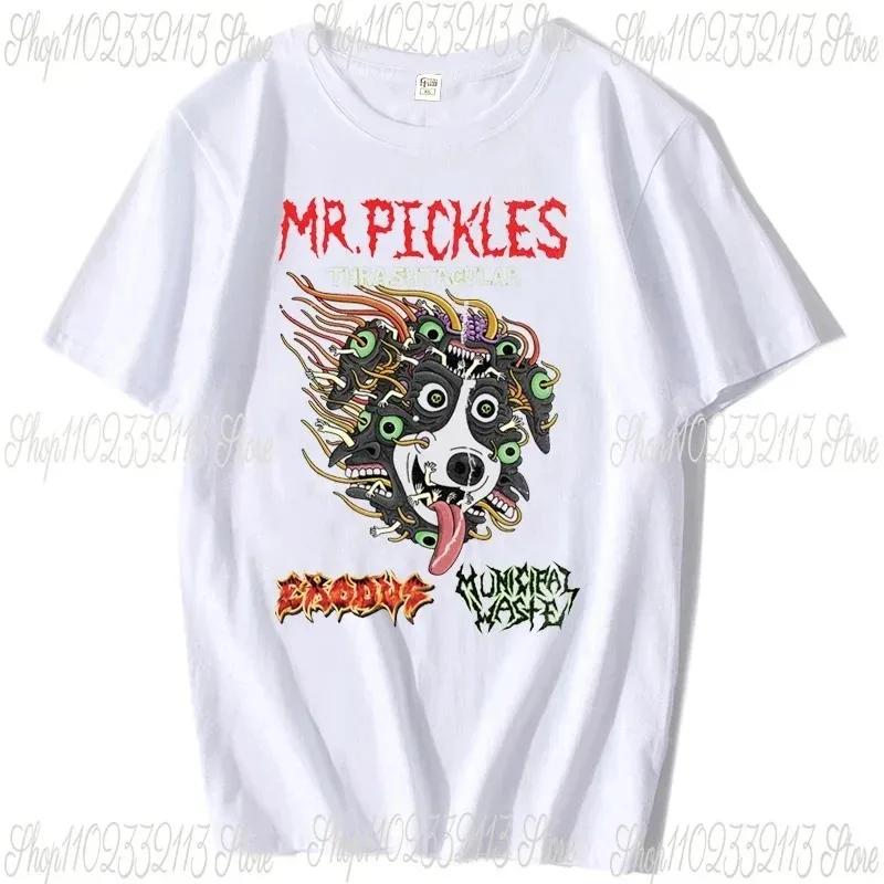 2024 Cartoon Mr Pickles T Shirt Men Soft Collie Dog T-shirt O-neck Short Sleeved Funny Tv Adult Adultswim Mature Dog Evil Satan