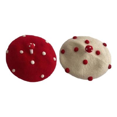 Fashion Mushroom Hat Sweet Beret Hat Winter Autumn Hat New Year THeme Headdress