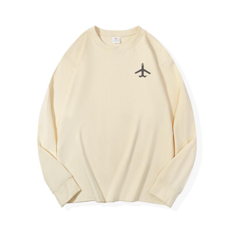 

Осенняя одежда для самолетов, длинный рукав, чистый хлопок, новый мужской и женский топ, весенний внутренний слой, базовая рубашка, футболка с круглым вырезом и длинными рукавами XXL бежевый