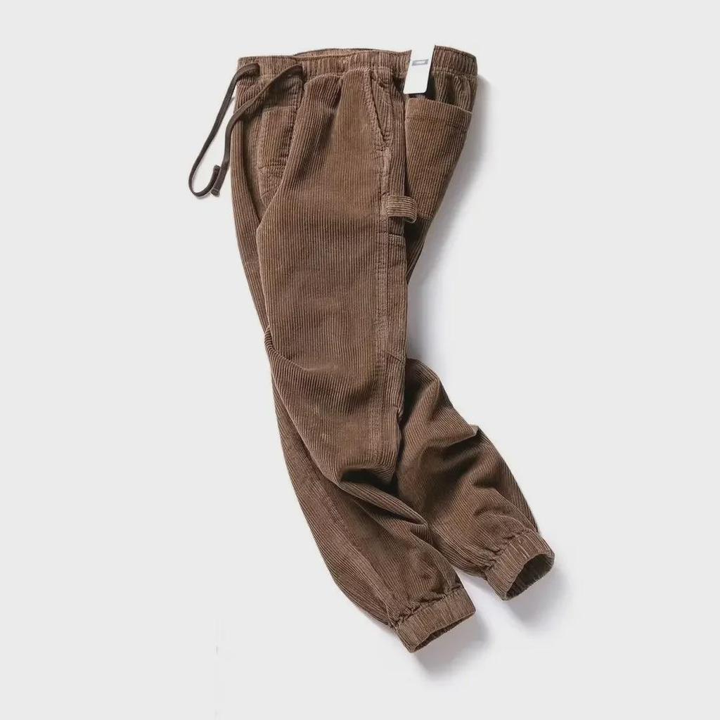 Pantaloni casual lejeri din catifea reiată, stil retro japonez, pentru bărbați, pentru toamnă/iarnă, 2023.