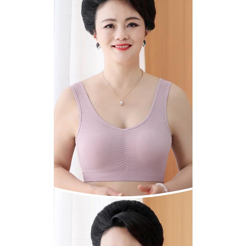 Womens Middle Aged Plus Size Vest Style Seamless Wirefree Thin Push Up Sports Bra