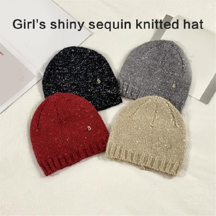 Trendy Beanies Sequins Hat for Party Goers Stage Performances Knit Hat