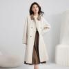 Women's Mid-Length Beige Wool Coat - Elegant French Casual Loose Fit, Petite Plus-Size, Thickened Winter Outerwear 2025.