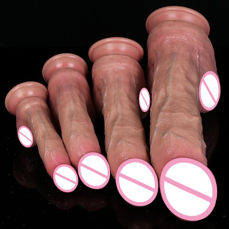 3Colors Realistic Skin Soft Big Dildo 4 Sizes Silicone Penis Woman Anal Sex Toy Vaginal Masturbation Suction Cup Small Dick