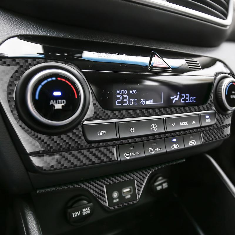 For Hyundai Tucson TL/TLE 2015 2016 2017 2018 Real Soft Carbon Fiber Sticker Interior Center Air Conditioning Panel