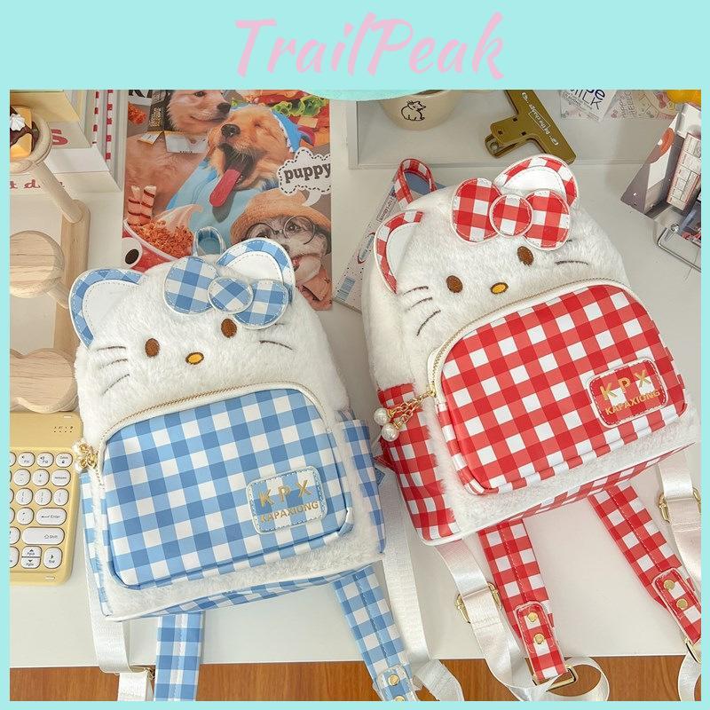 Printed Backpack Plaid Anime Peripheral Outdoor Schoolbag Leisure