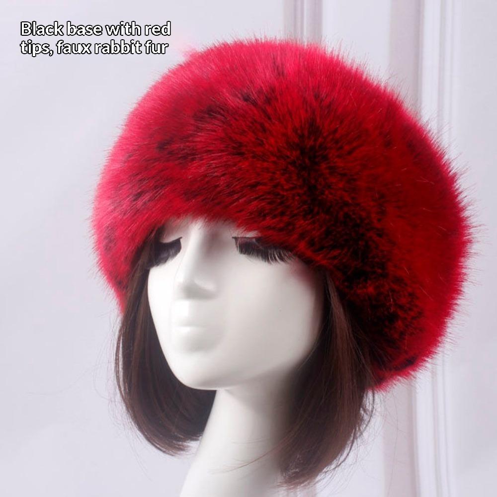 Women's Hat Faux Fox Fur Headband Hat Autumn and Winter Warm Headband Hat Plush Open Top Hat