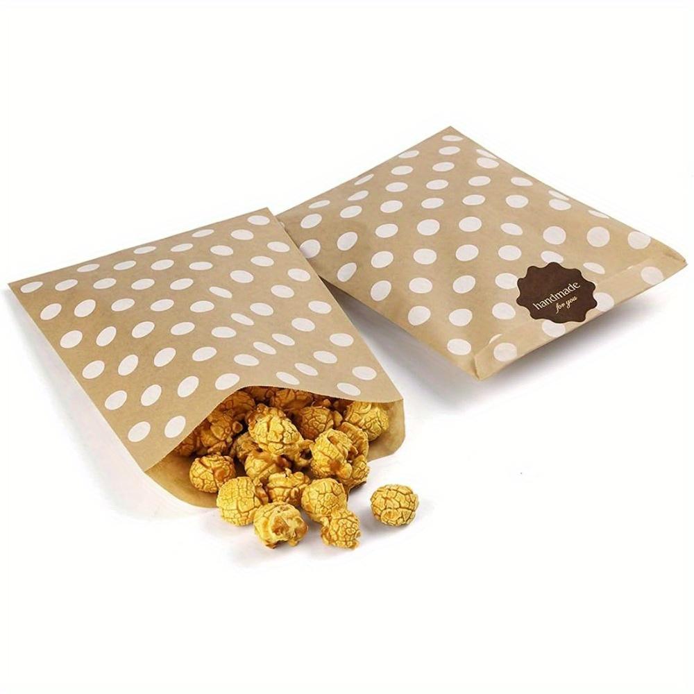100pcs Kraft Paper Bags Dot Gift Bags Flat Greaseproof Paper Bags Greaseproof Envelopes Paper Snack Bags Cookie Bags Popcorn Bags