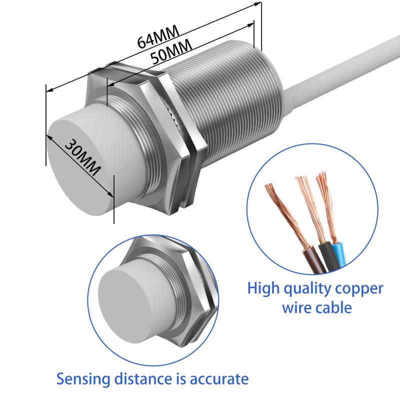 GTRIC M30 Capacitive Proximity Sensor 10-30VDC NPN PNP NO NC Flush Non-Flush Non-Metal Liquid Level Switch With 2M Cable