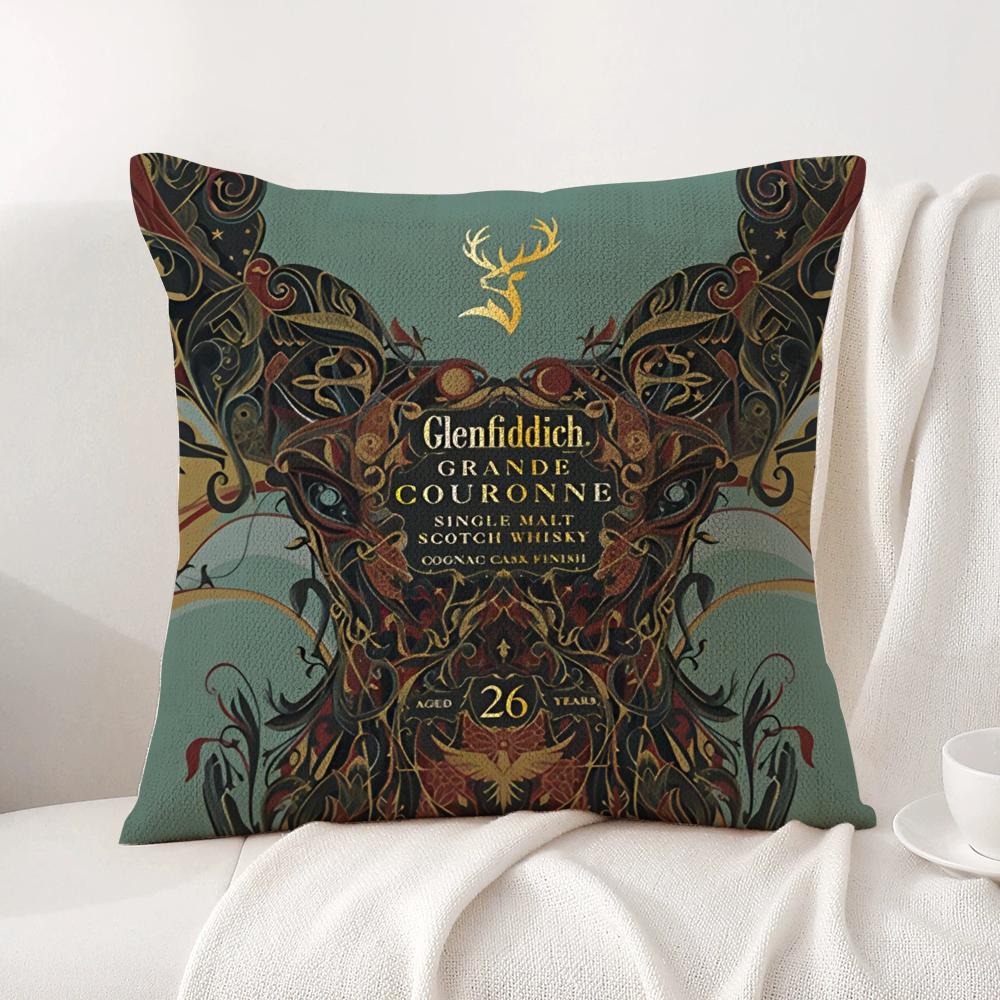 The GGlenfiddichS Cushion Cover Natural Linen Organic Fabric DoubleSided Printing Sofa Home Decor Breathable Bed Pillow