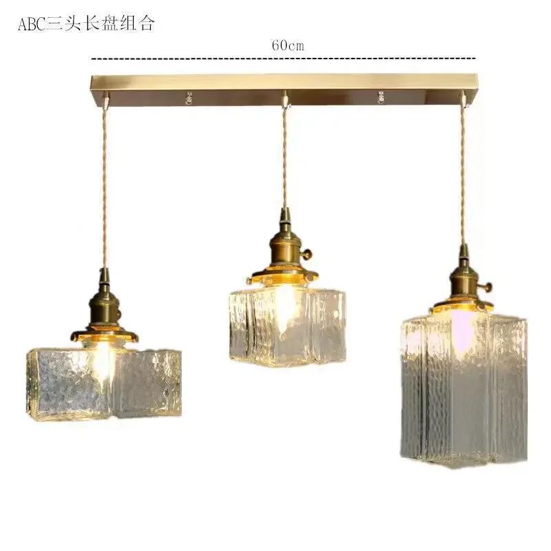 Japanese Home Decoration Glass Pendant Lamp Vintage Brass Rustic Ceiling Hanging Lights For Bedroom Dining Table Chandeliers