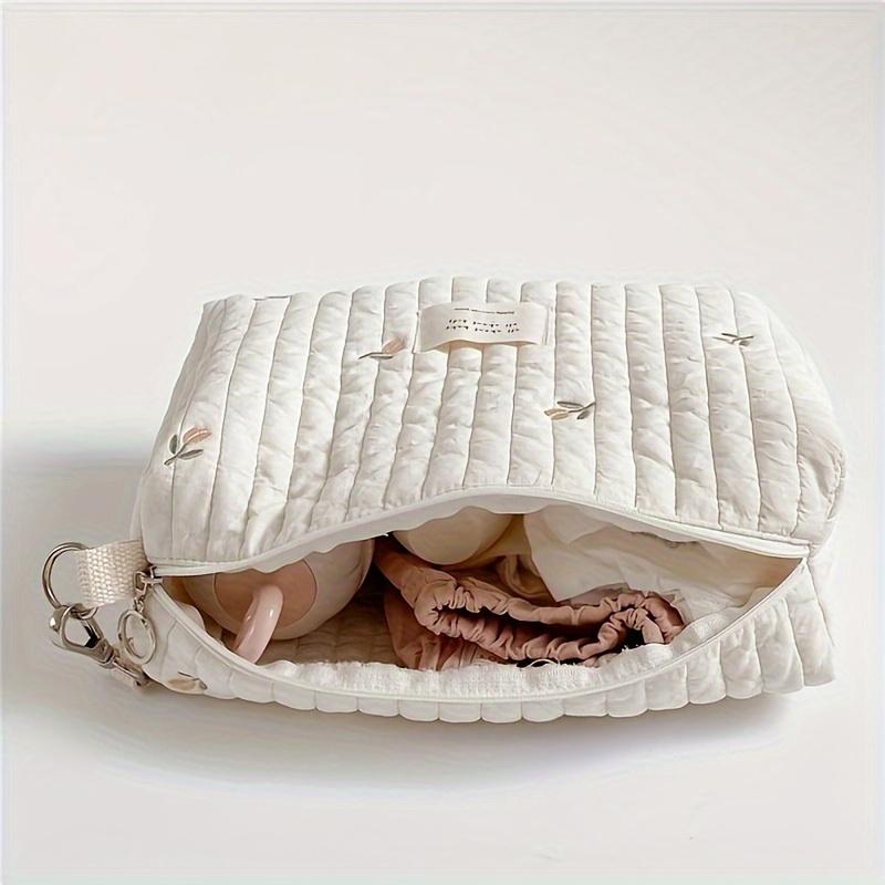 1pc Embroidered Diaper Bag For, Reusable Stroller Organizer with Wet/Dry Compartment, Portable Zipper Pouch for Moms