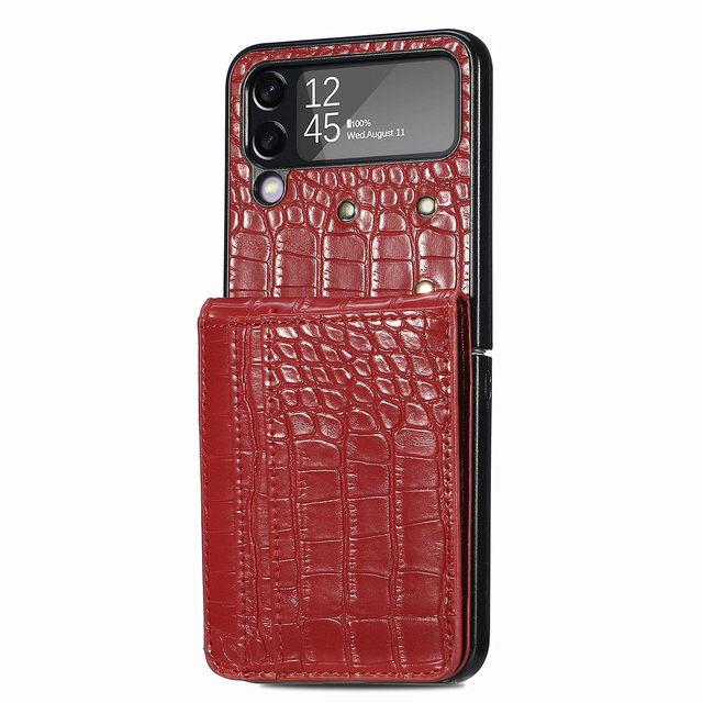 Business Full Protection Crocodile Leather Case For Samsung Galaxy Z Flip4 Flip 4 Zflip4 5g Card Pocket Cell Phone Cover