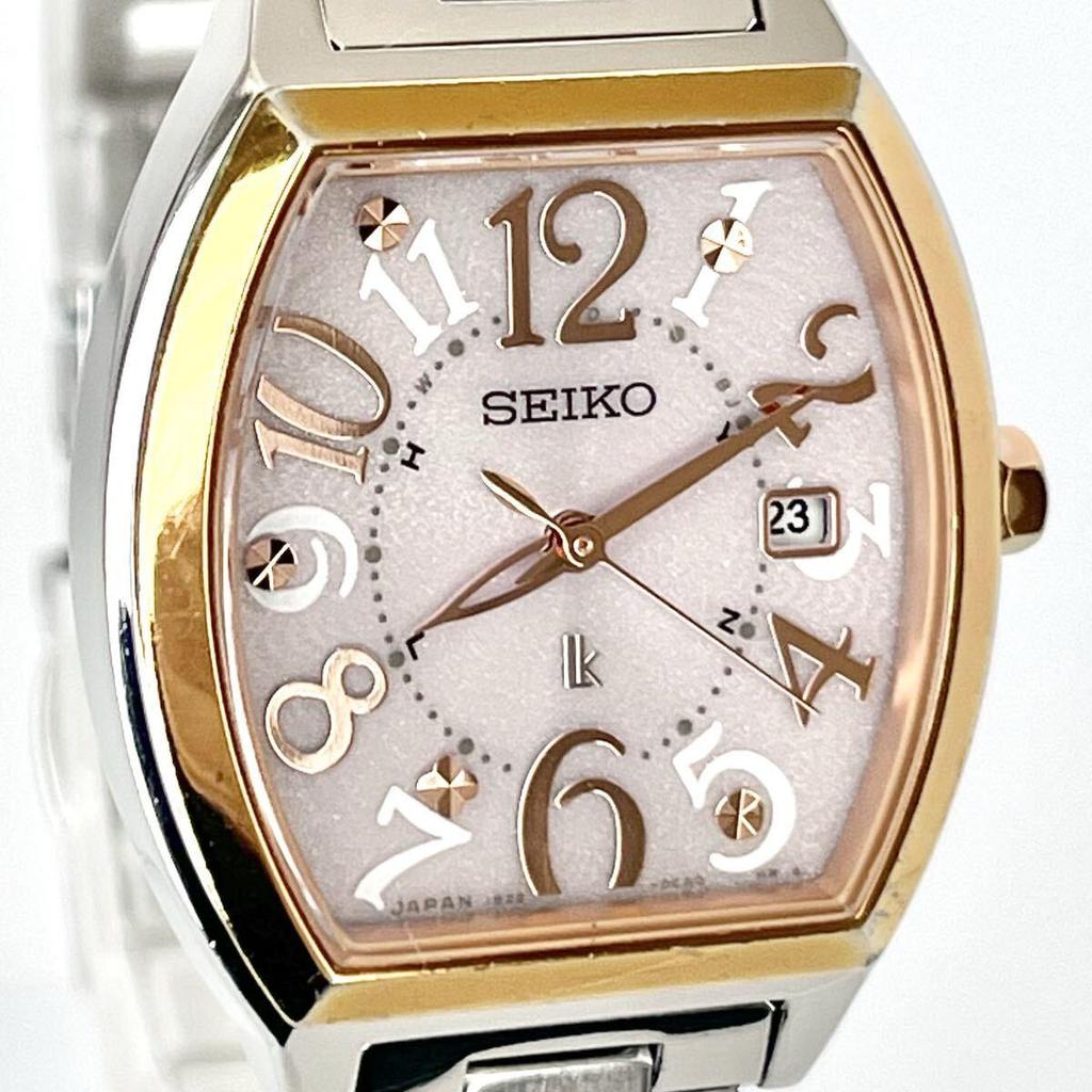 [In Operation] Polished Seiko SEIKO LUKIA Ladies Watch Radio Solar Good Condition Pink Silver Dial Gold S2336