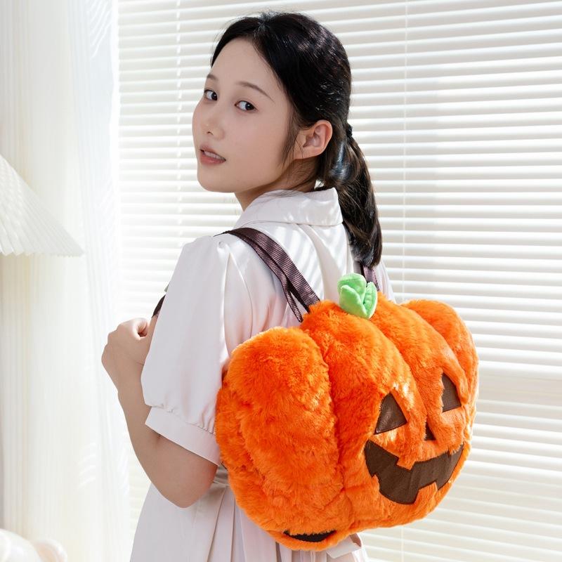 New Pumpkin Backpack Halloween Fabric Pumpkin Teddy Velvet Multicolor Harvest Festival Pumpkin Decorations
