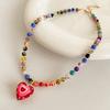 Adjustable Necklace Heart-shaped Pendant Beads Chain New Collarbone Chains  for Women