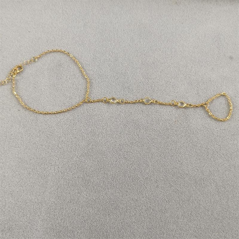 Vintage White Rhinestone Geometric Finger Bracelet for Women Personality Gold Color Hand Chain Bracelet Beach Jewelry Gifts