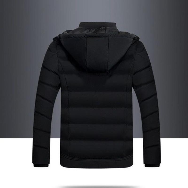 Men's Hooded Down Coat Winter Thick Cotton-padded Jacket Solid Color Slim Coat White Duck Down Thermal Jacket