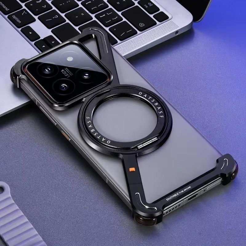 Z Alakú Fém Keret Magsafe Telefontok Xiaomi 14 15 Pro Ultra Számára Alumínium Ötvözet Keret Nélküli 360°-os Mágneses Tartó Ütésálló Borító