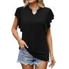Summer Top for Women Falre Sleeve Loose Solid Color Tees U-neck Short Sleeve T-shirt
