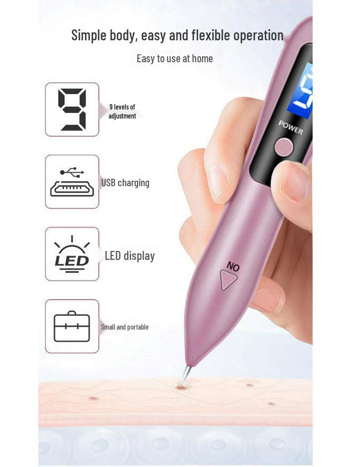 Home Use LCD 9-Speed Mole & Spot Removal Pen - White Beauty Instrument