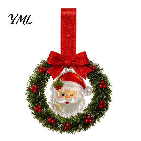 Holiday Party Souvenirs Mini Christmas Wreath Door Handle Decoration, Gingerbread/Angel/Bell/Snowman Artificial Pine Small Hanging Decor with