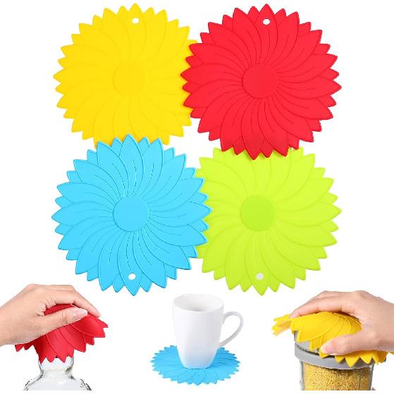 4 шт. 6,1 дюйма Силиконовая прихватка-открывалка для банок, Большие нескользящие открывалки для банок, Термостойкие подставки, Многофункциональный инструмент-открывалка для бутылок для людей со слабыми руками и артритом