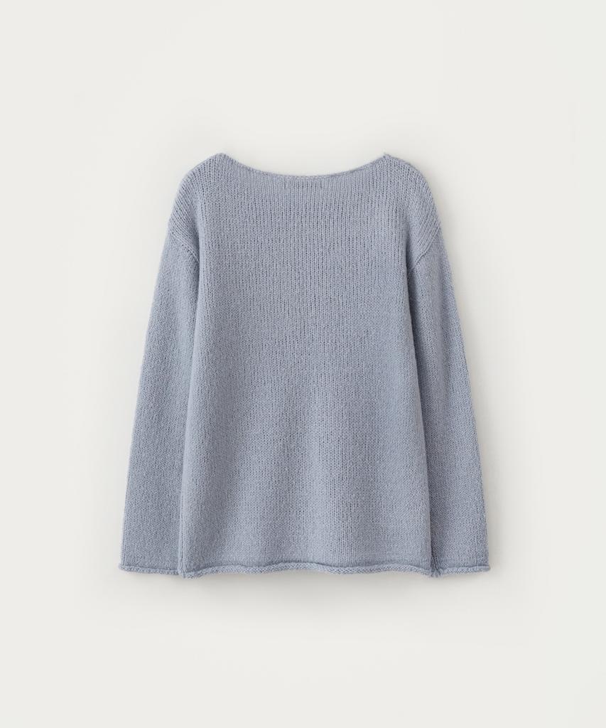 Sseomweeobeoteo Mohair Letter Long Sleeve Knit - Light Blue