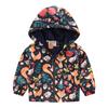 Toddler Kids Cartoon Print Hooded Jacket Boys Girls Lightweight Windproof Zip Up Casual Outerwear Coat