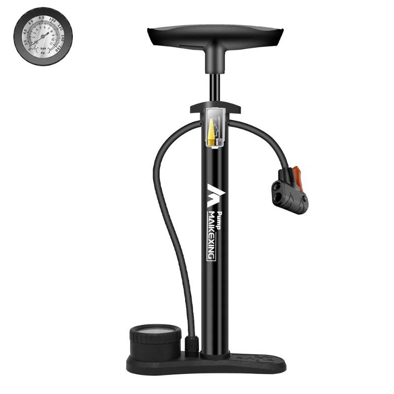 Bike Pump with Gauge Multi-functional Inflator for Bicycles and Cars 160PSI with High-Pressure Gauge and 3-in-1 Nozzle Air Pump