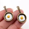 6pcs Charms Pendant 32x17mm Funny Egg Omelette Pan DIY Jewelry Making Accessories for Necklace Keychains Findings