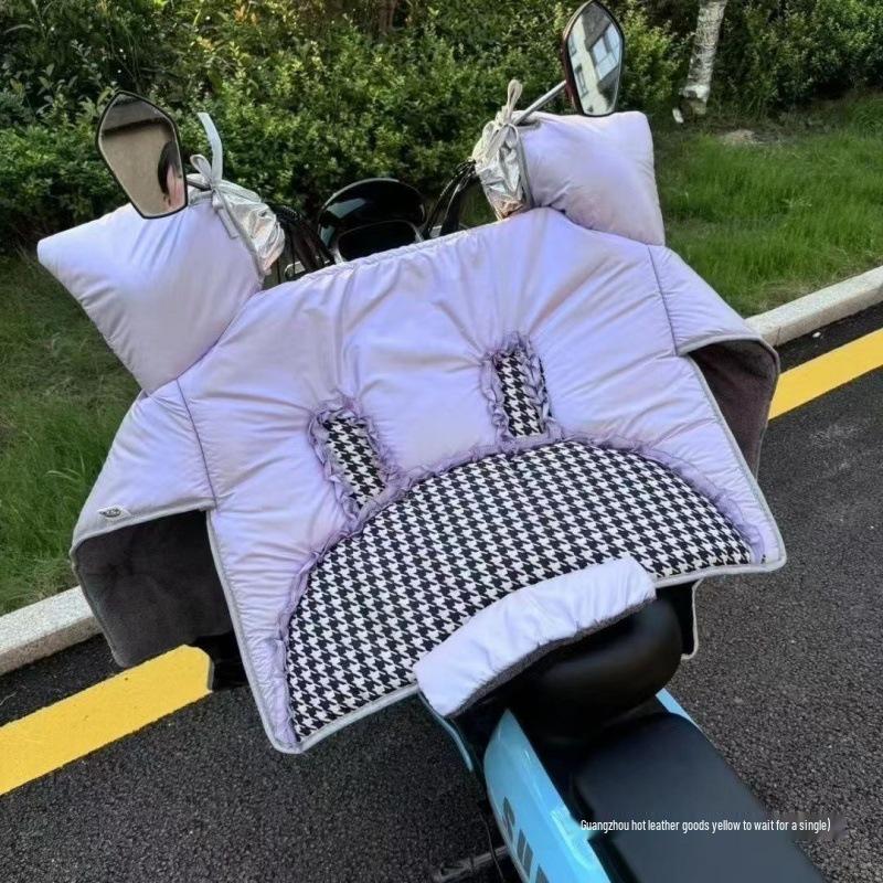 Thickened Windproof Electric Motorcycle Windshield Cover - Waterproof, Fleece-Lined for All Seasons