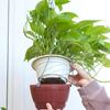 Self Watering Hanging Flower Pots Grey Brown Chain Hooks Plant Flowerpot Drainage Wooden Barrel Pattern Planter Hanging Plants